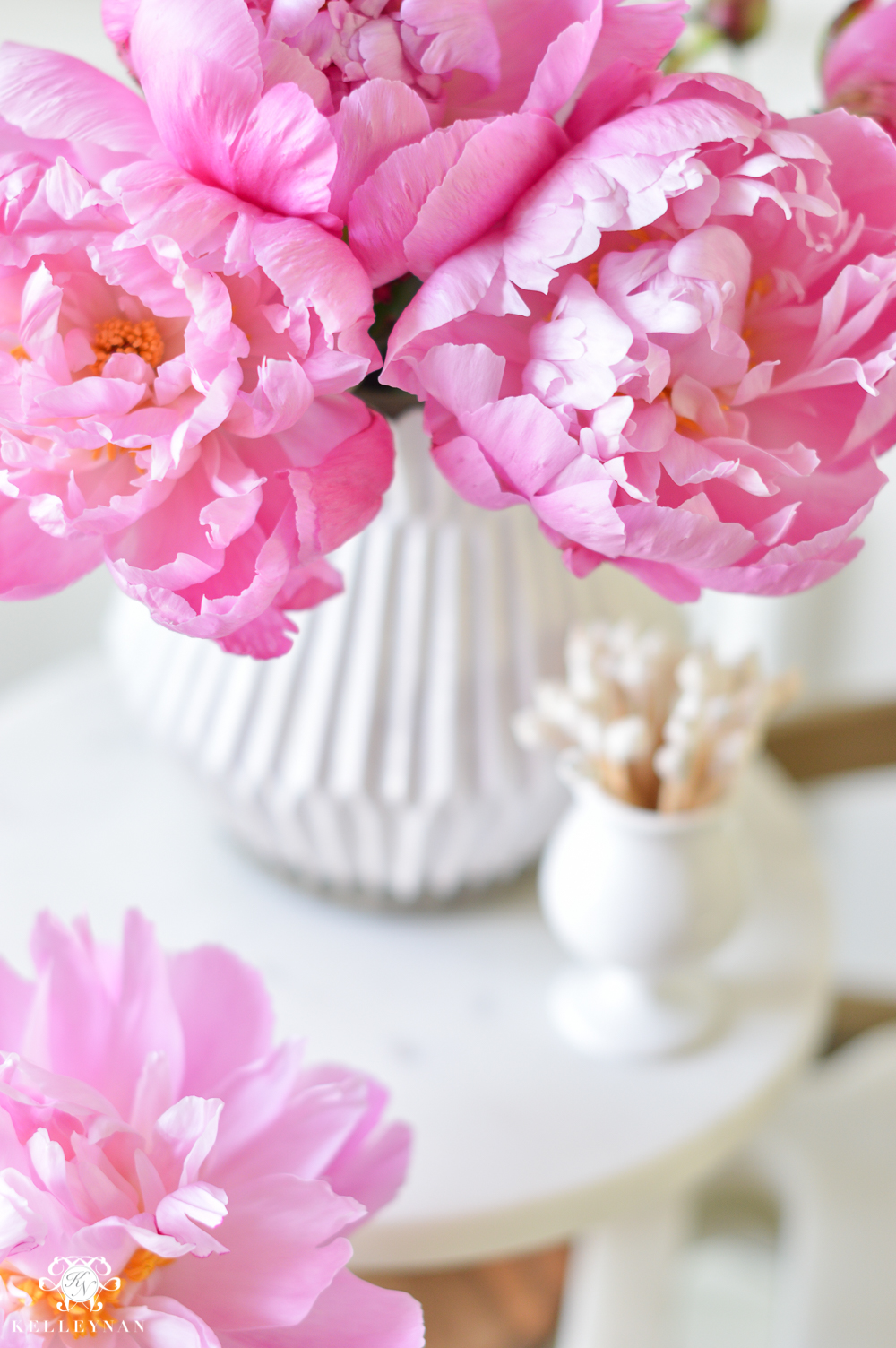 Easy Tropical Bar Cart with Peonies and Pineapple-peonies and shell picks