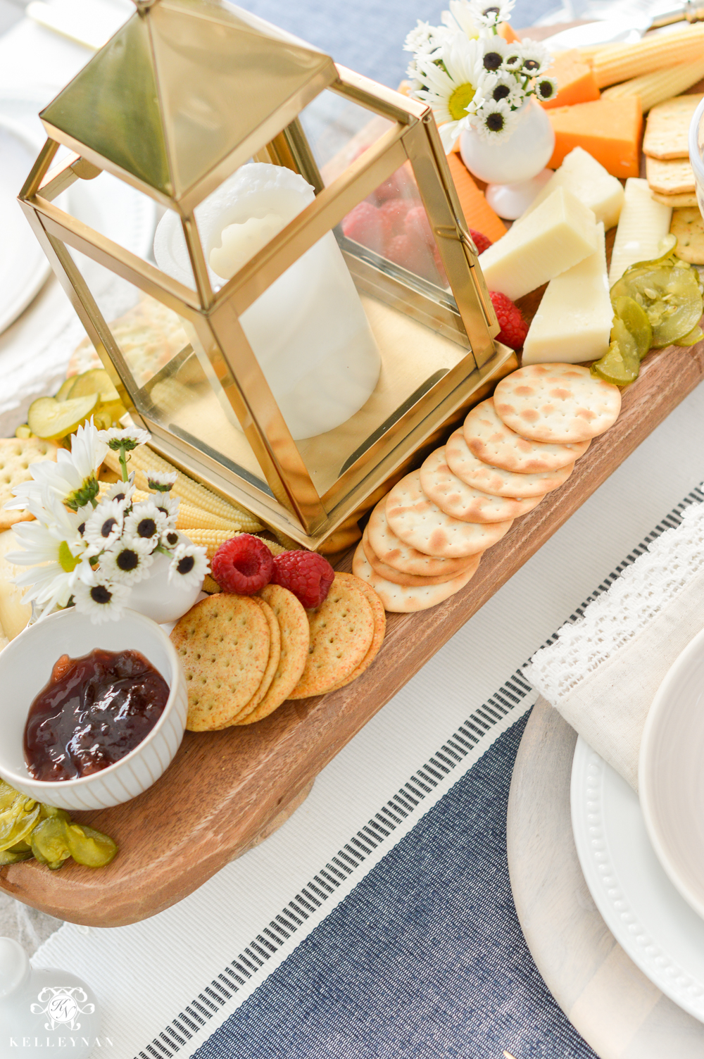 Outdoor Entertaining and Table Ideas with Cheese board appetizer centerpieces- pretty cheese board