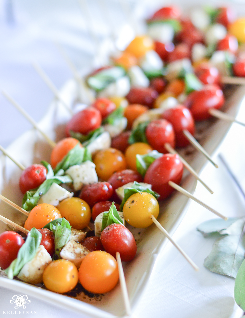 Southern Garden Party Bridal Shower Ideas- beautiful caprese skewers