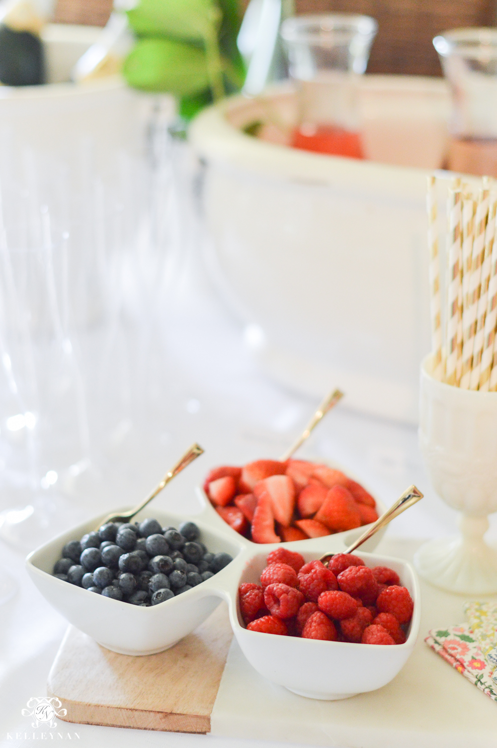 Southern Garden Party Bridal Shower Ideas- berries for mimosa bar