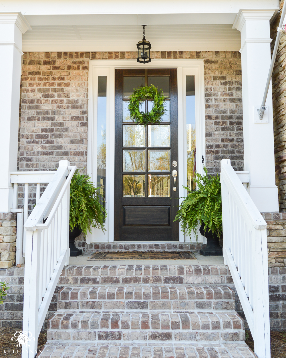 spring porch with fern wreath