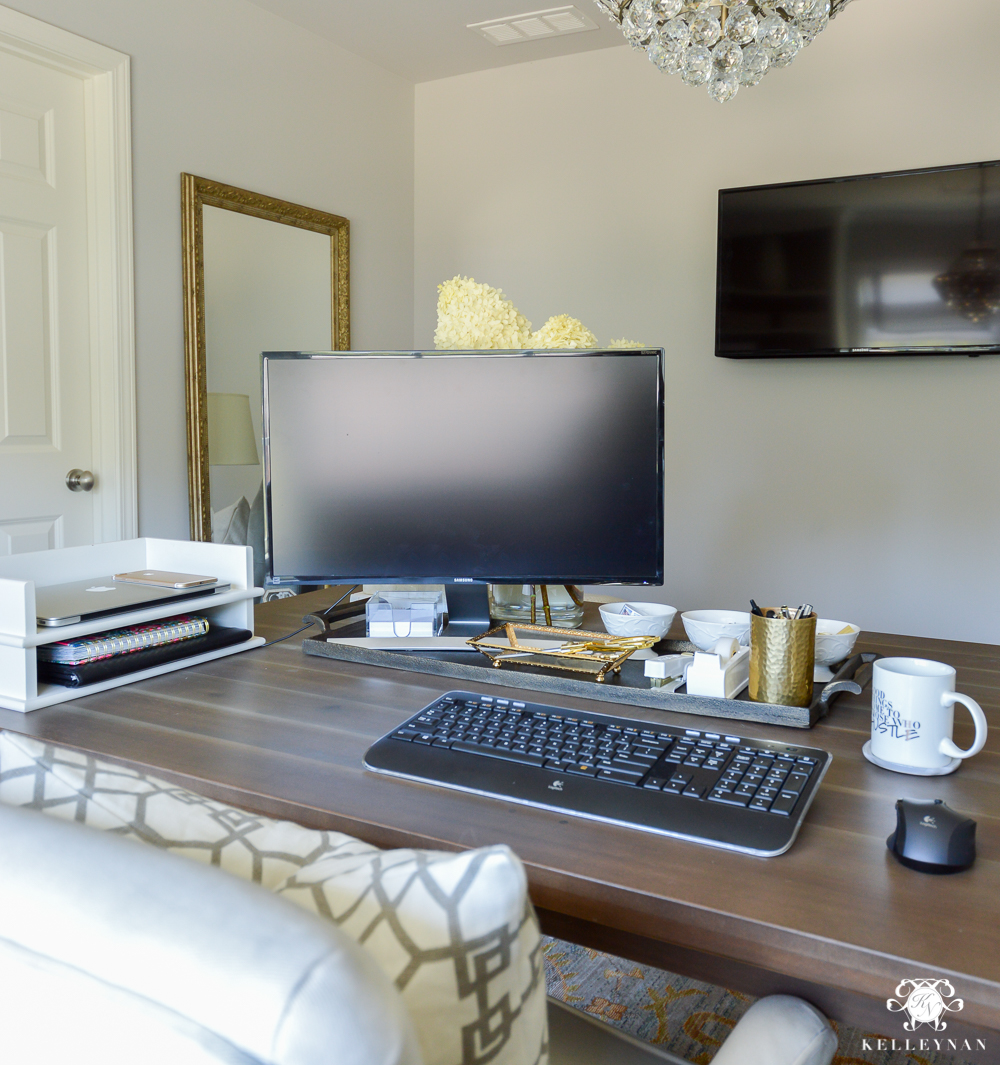 How To Hide Computer Cords In A Home Office - Rambling Renovators