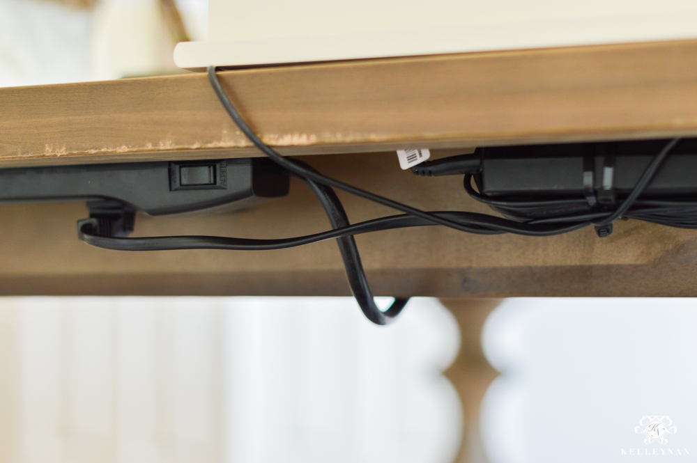 How to Hide Computer Cords with a Desk in the Center of the Room- disguise office wires