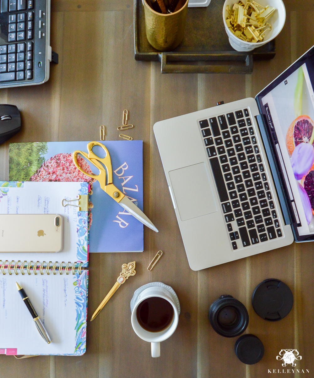 Hide Computer Cords When Your Desk is in the Center of the Room - Kelley Nan