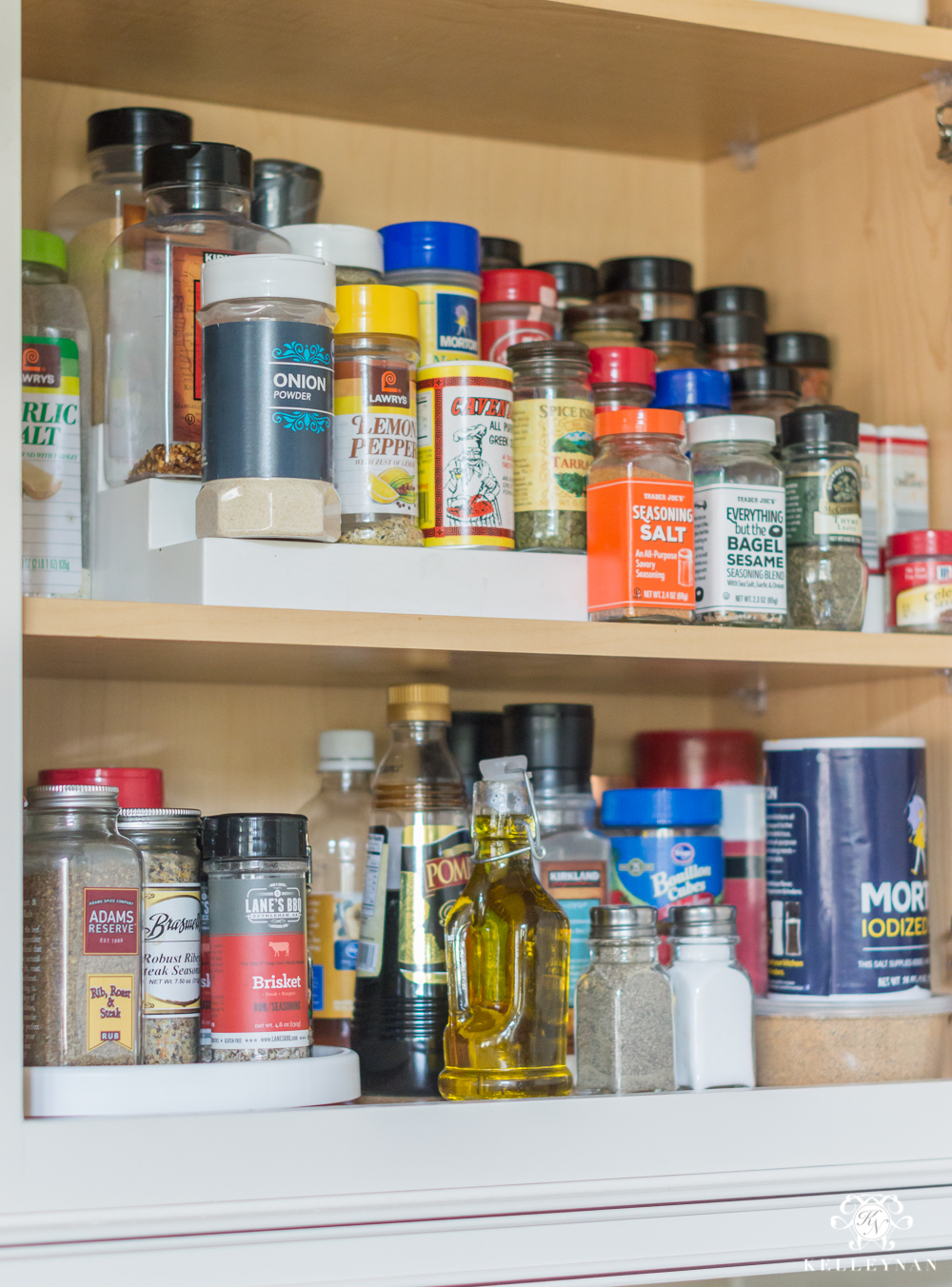 Organized Spice and Baking Cabinet- Kitchen Organization- turntable in spice cabinet