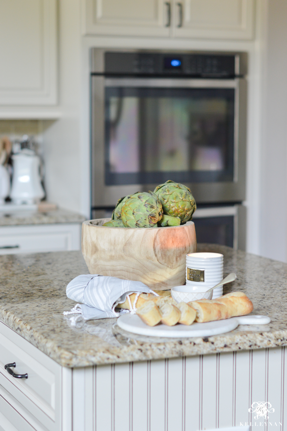 2017 Fall Home Tour with Yellow and Orange Leaves- kitchen with artichokes