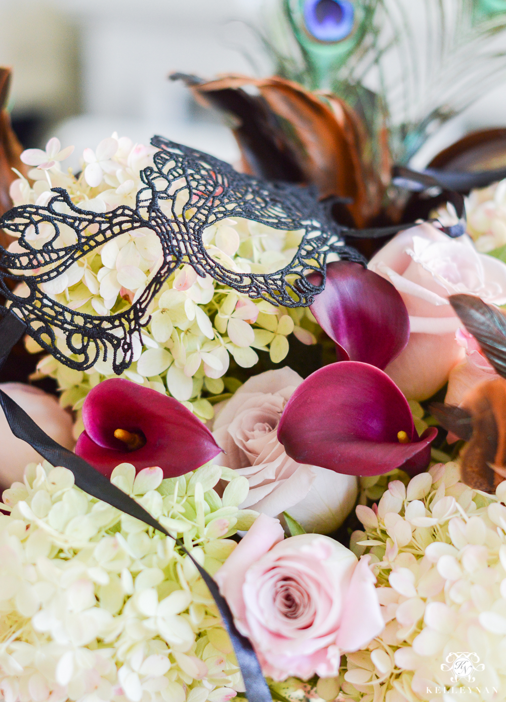 Masquerade Dinner Party for Halloween with Full Table Setting_-floral arrangement