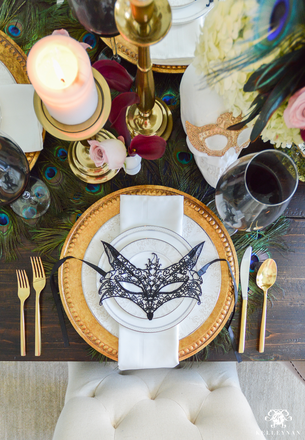 Masquerade Dinner Party for Halloween with Full Table Setting_-mask place setting ideas