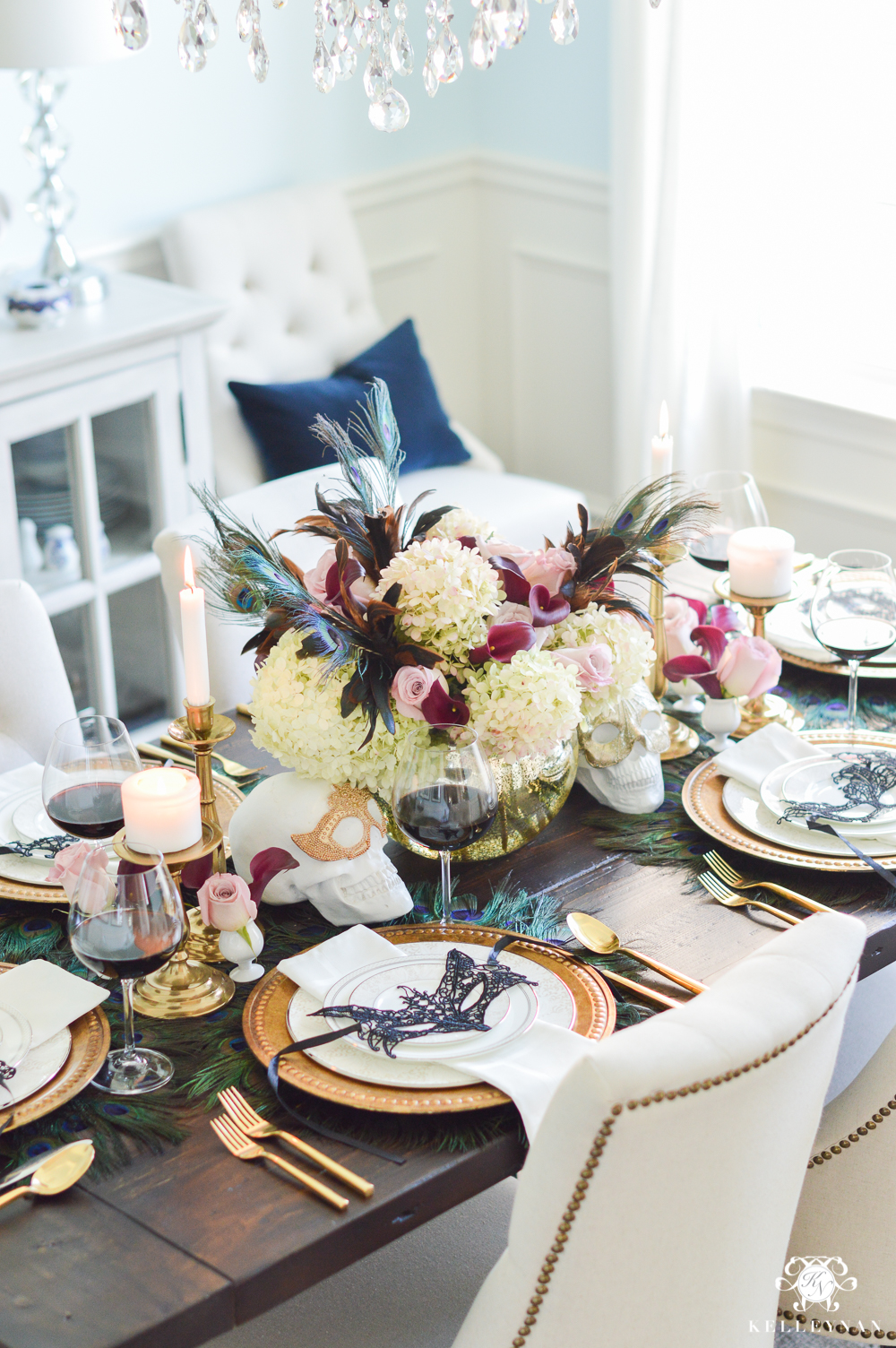 Masquerade Dinner Party for Halloween with Full Table Setting_-unique table setting idea for party