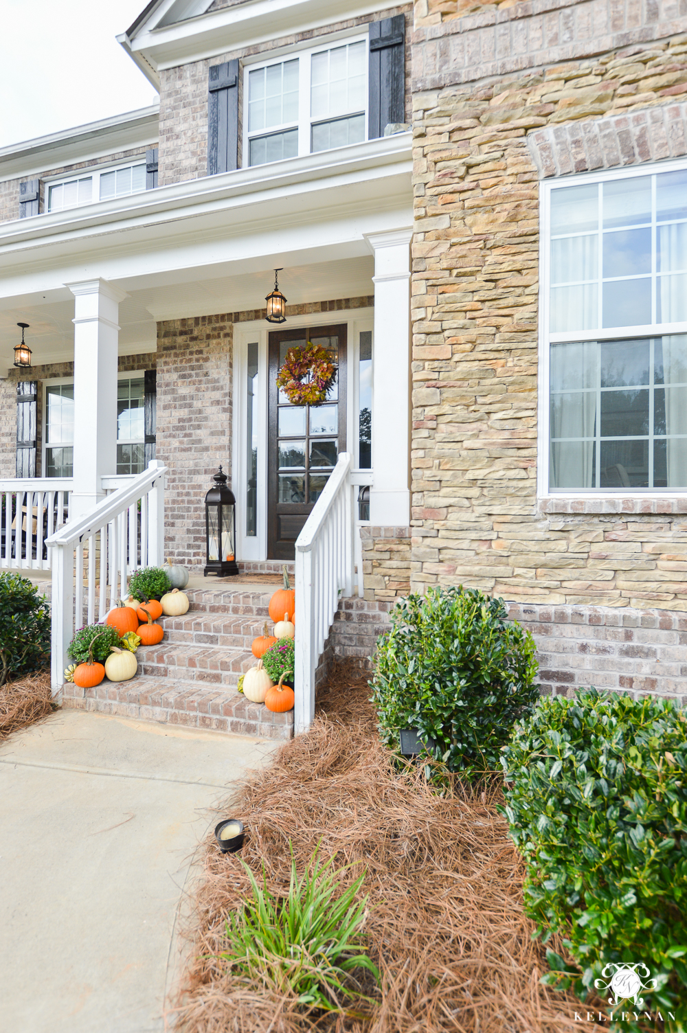 Brick and stone craftsman style home for fall