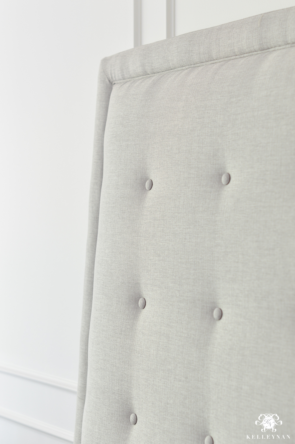 Contemporary Gray Fabric Button Tufted Headboard 