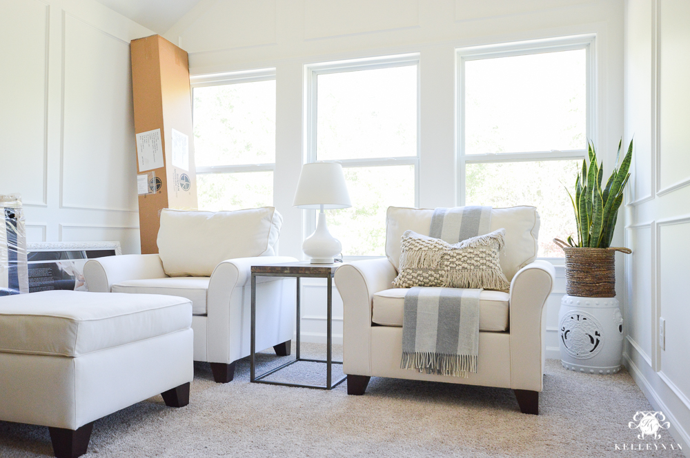 Sitting area progress in one room challenge makeover 