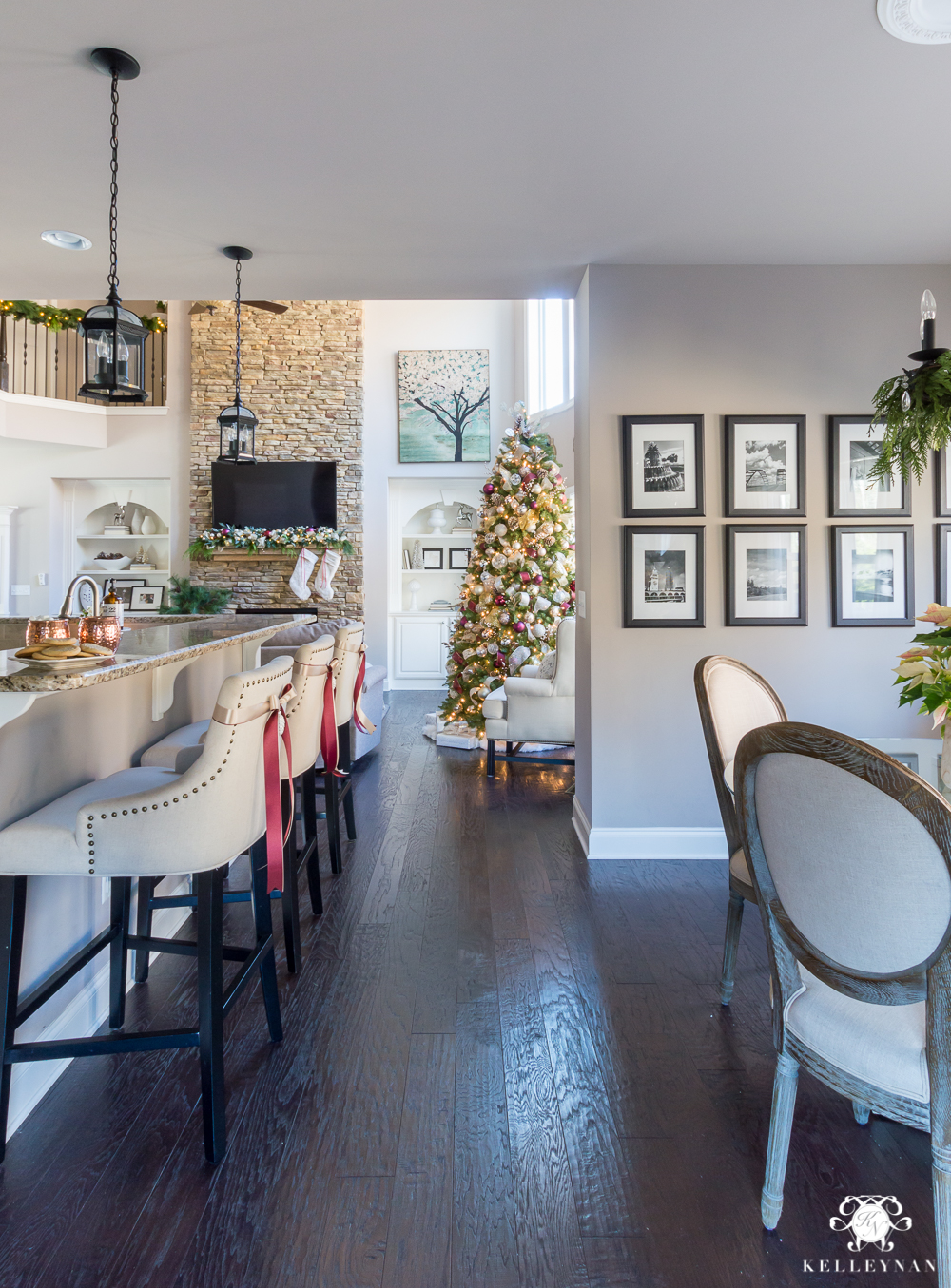 Sherwin williams perfect greige paint in a classic christmas home