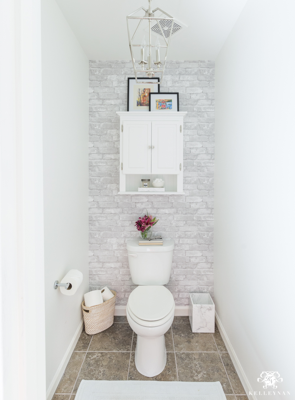 Toilet Room Makeover Reveal - Before and After with clever storage solutions