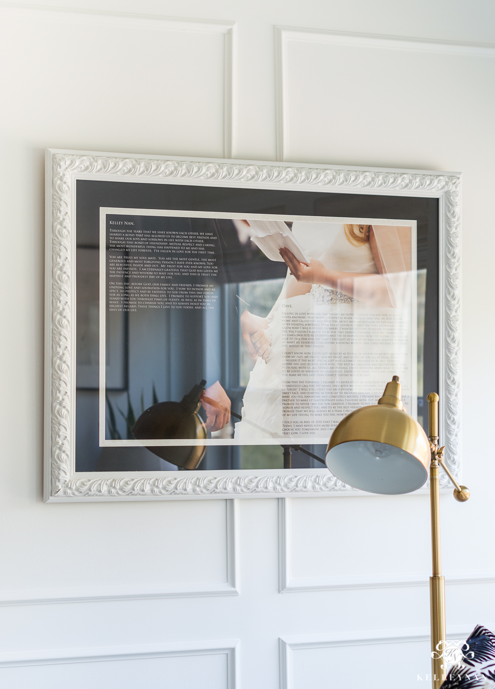 Wedding memento idea- hanging vows on the wall