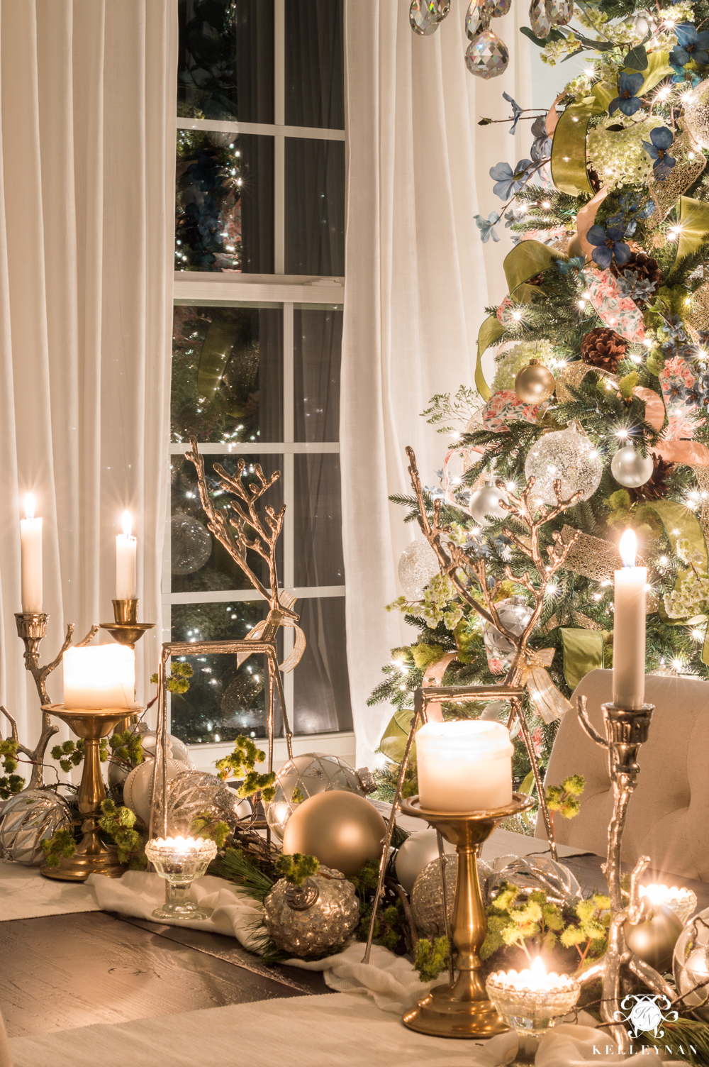 wine bottles with candles (I'd use twinkly lights), centerpiece