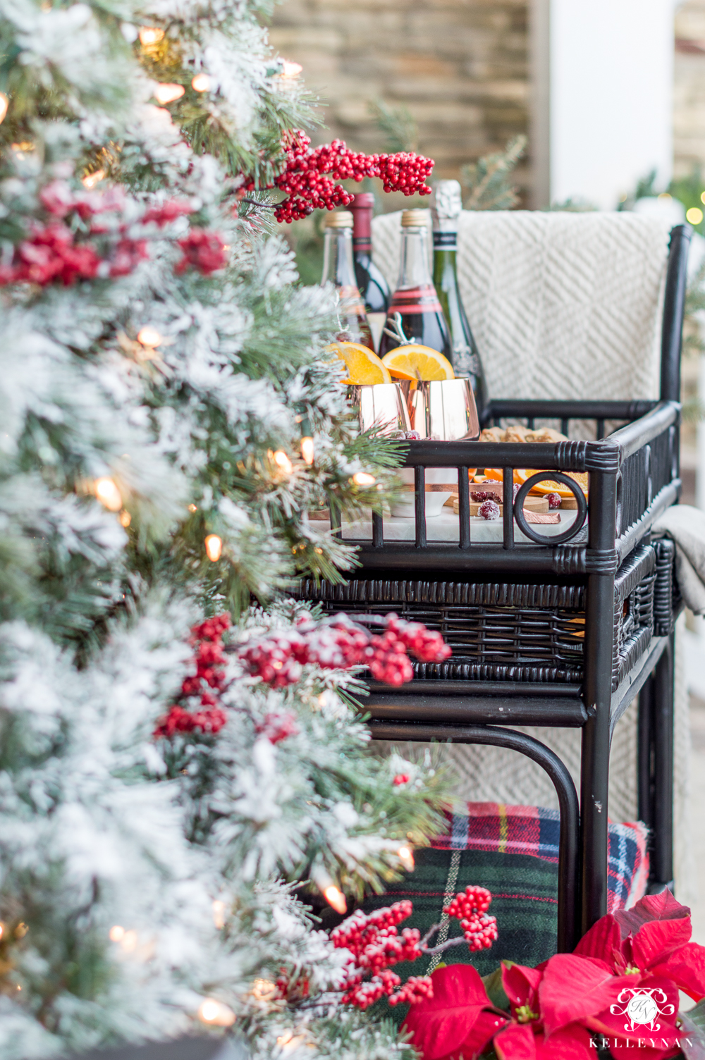 Christmas Bar Cart Served on the Porch