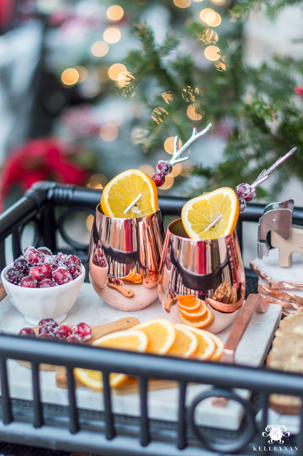 Christmas Entertaining with Frosted Cranberries and Oranges