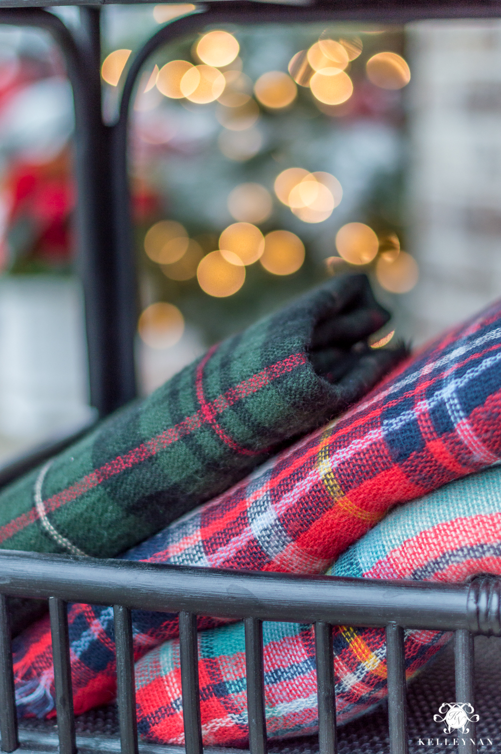 Plaid Throws for Front Porch for Christmas