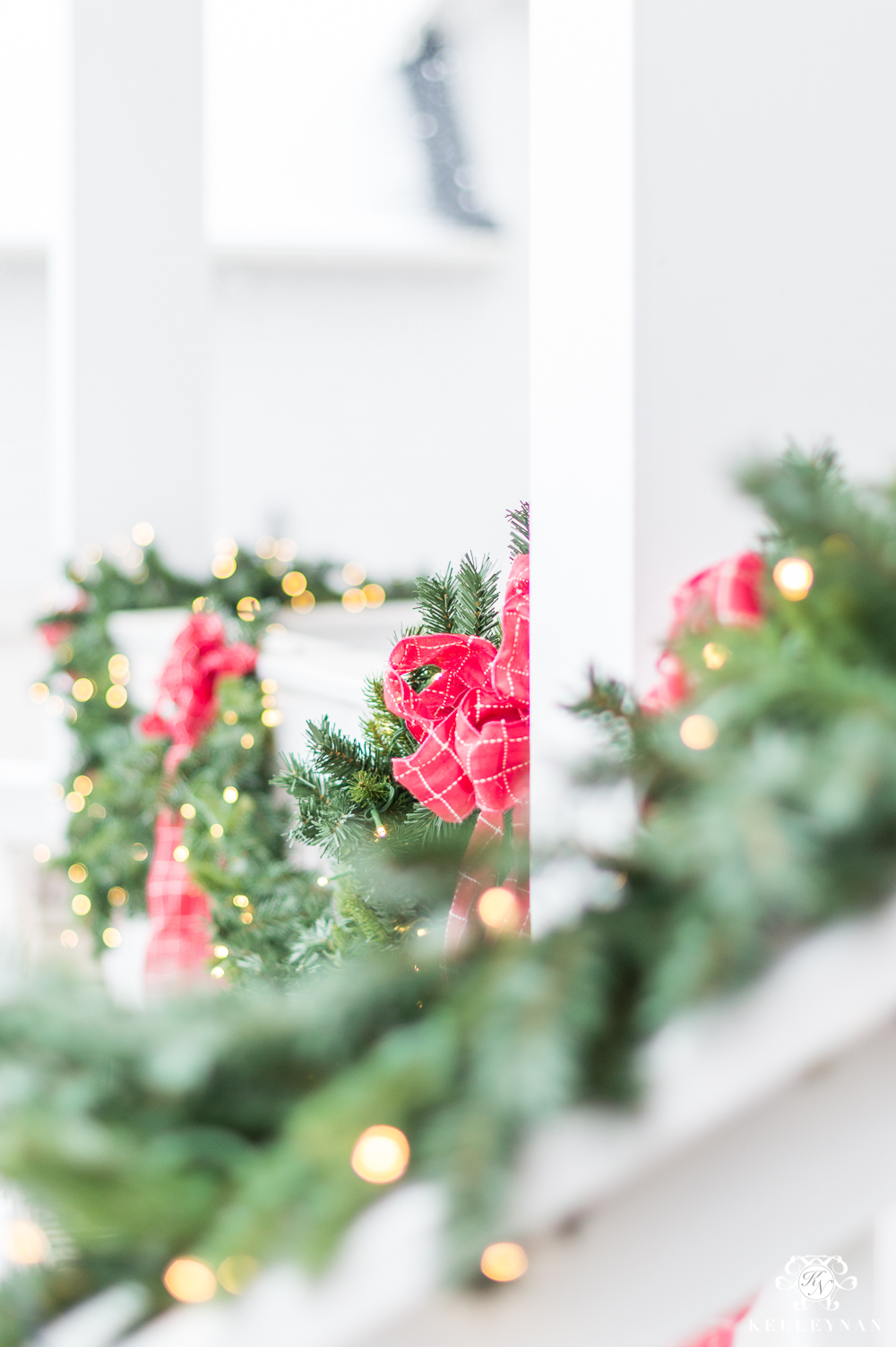 Red and Green Front Porch Christmas Garland