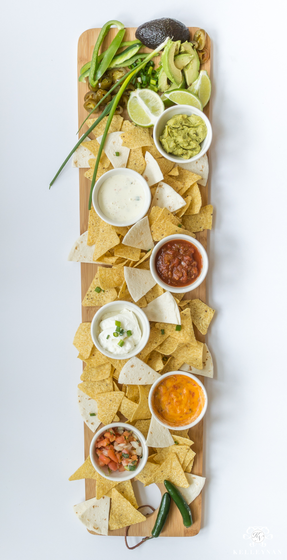 Southwest Mexican chips and dip appetizer board