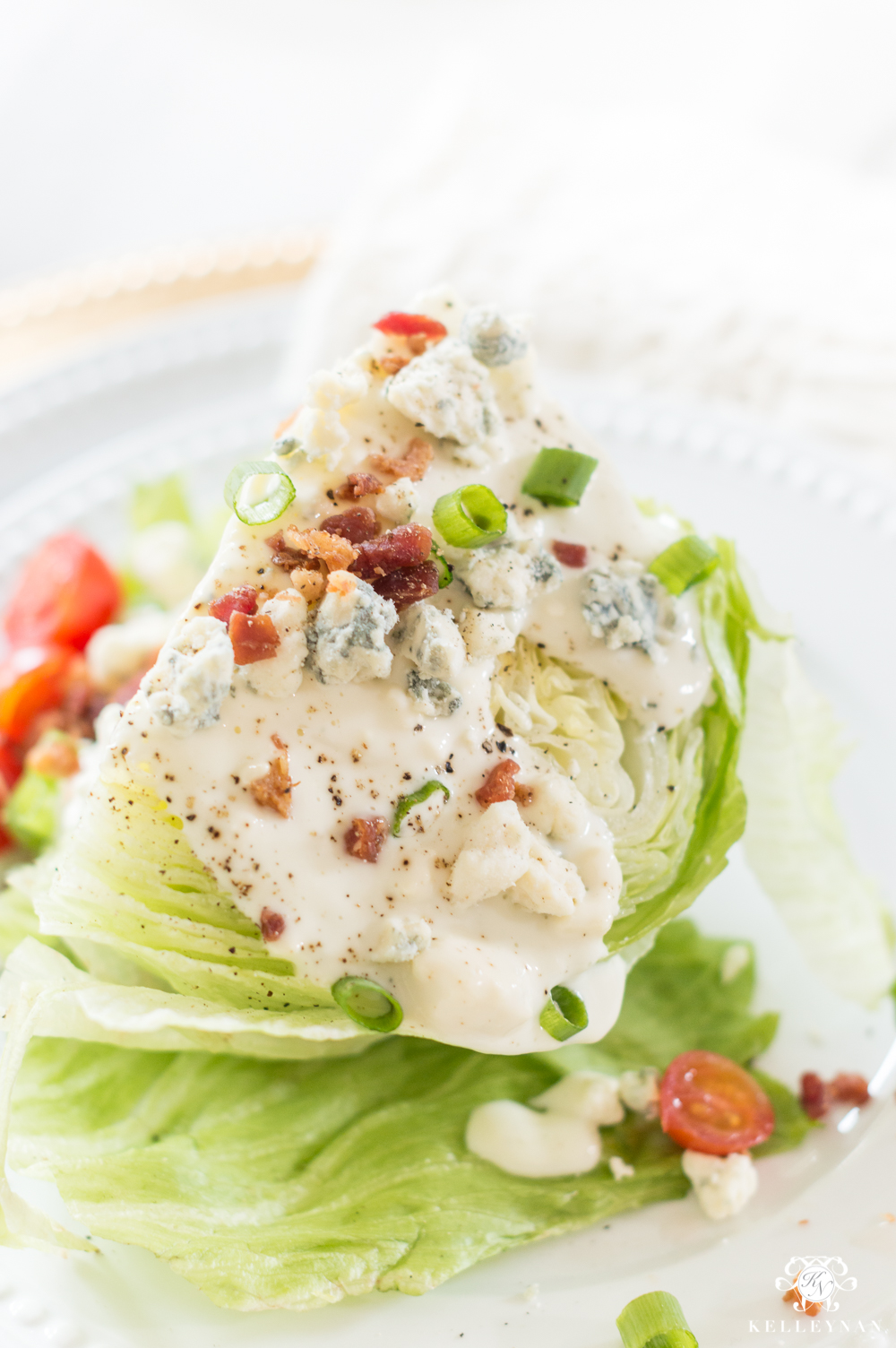 Simple wedge salad that's perfect for a Galentine's luncheon