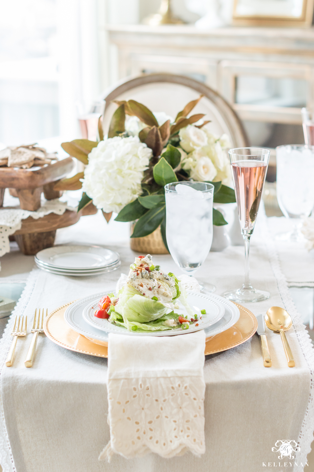 Place setting for a Galentine's luncheon