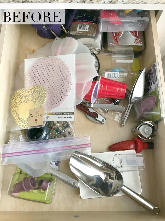 Before Organizing the Entertaining Drawer