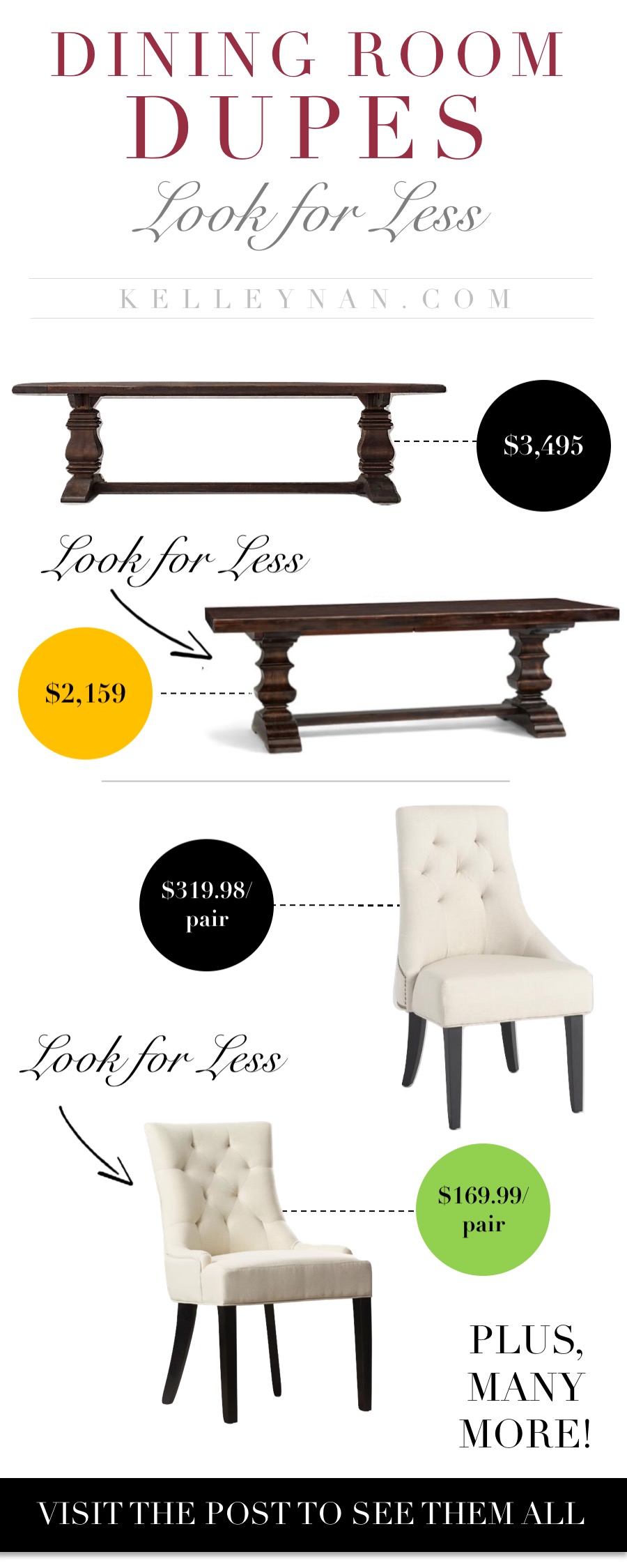 Dining Room Furniture Favorites- Budget Friendly and Affordable Dupes and Look-Alikes