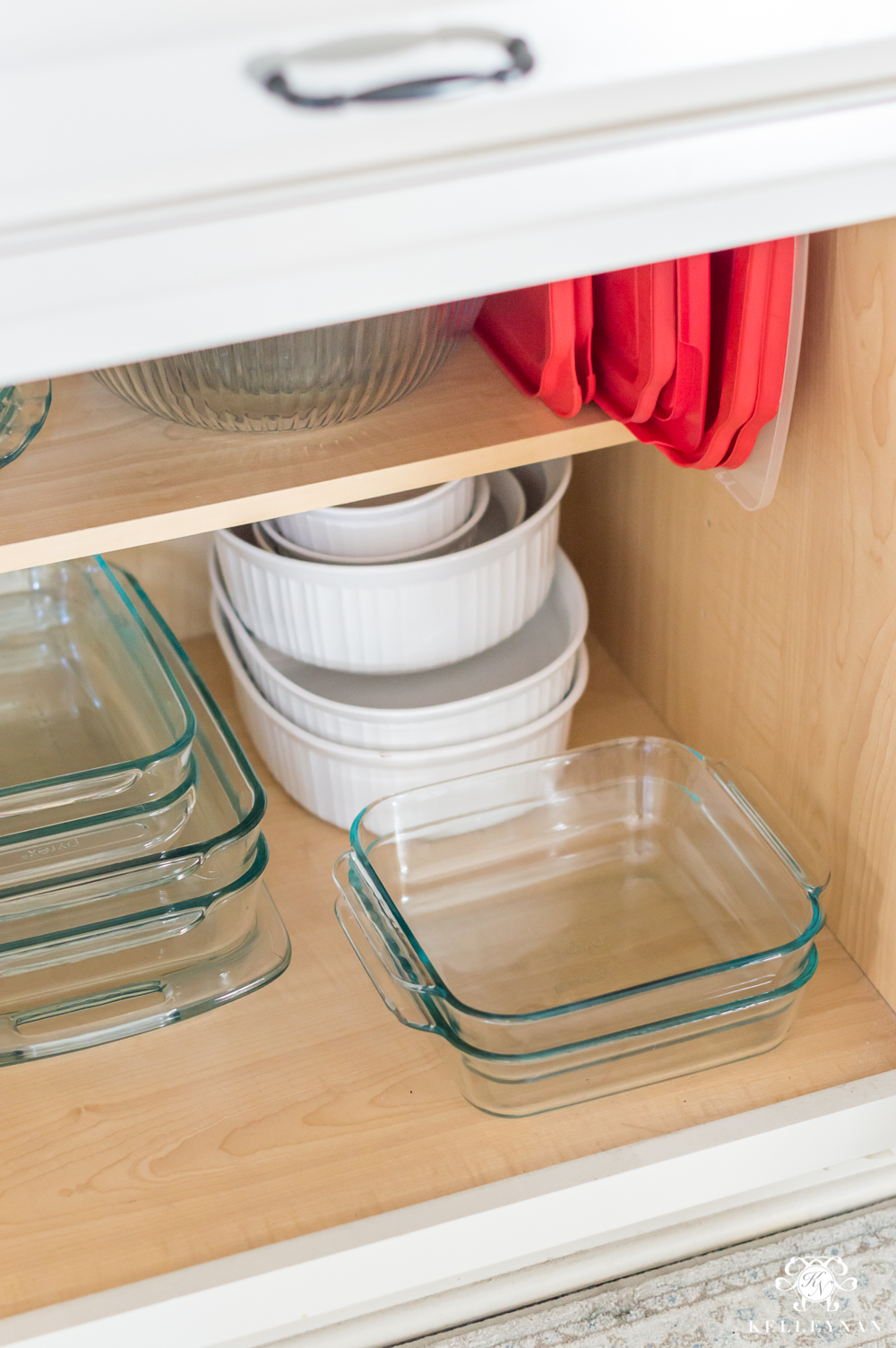 Organizing Glass Baking Dishes - corningware and pyrex