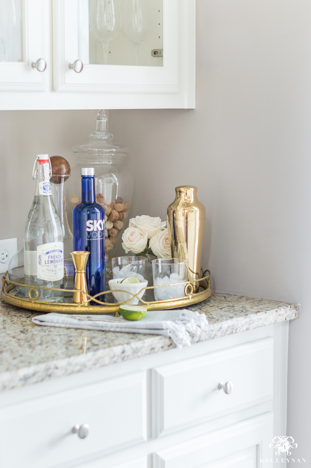 Decorated Butler's Pantry Surface and Organization