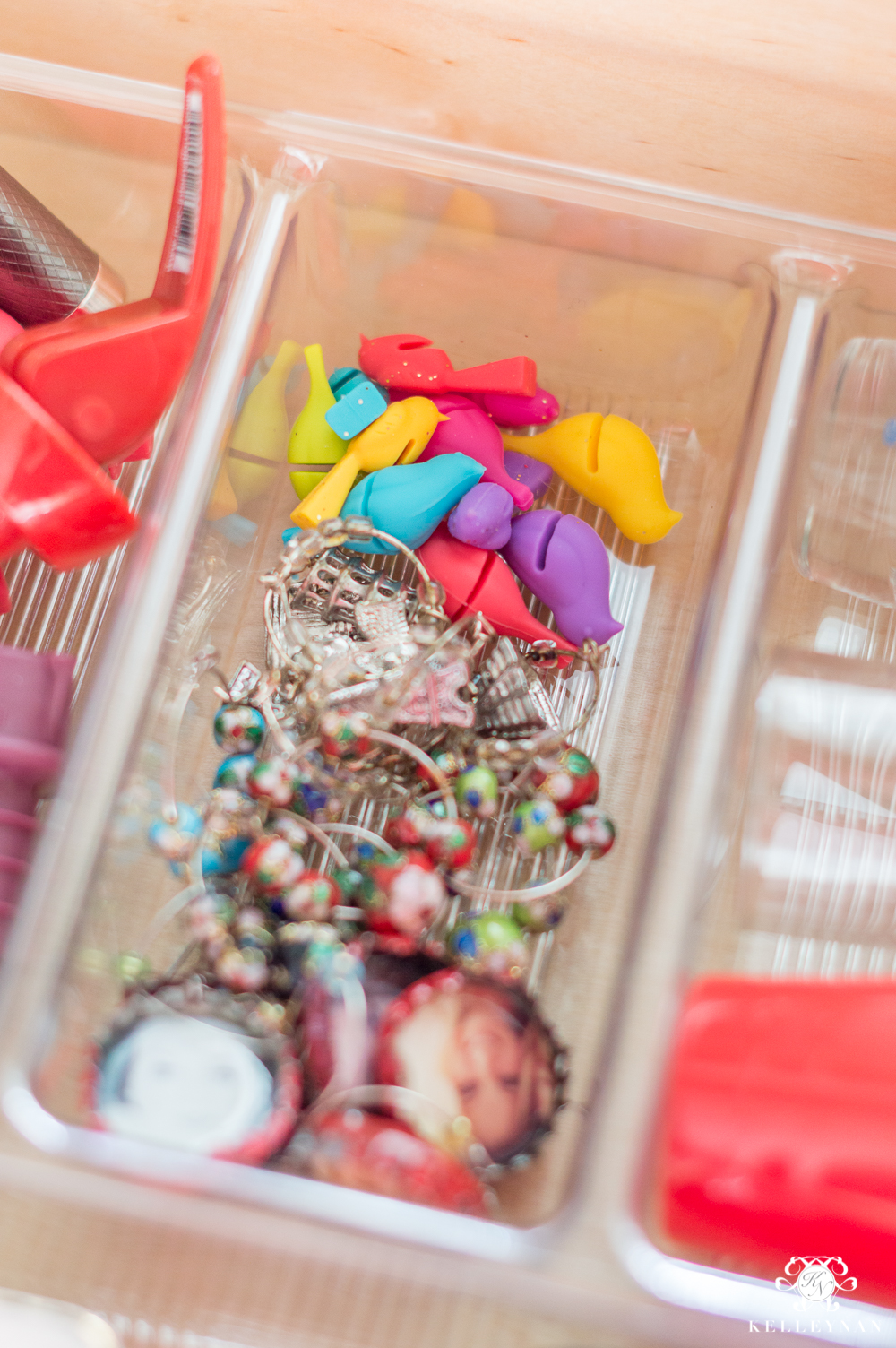 Organized Wine Charms in the Butler's Pantry