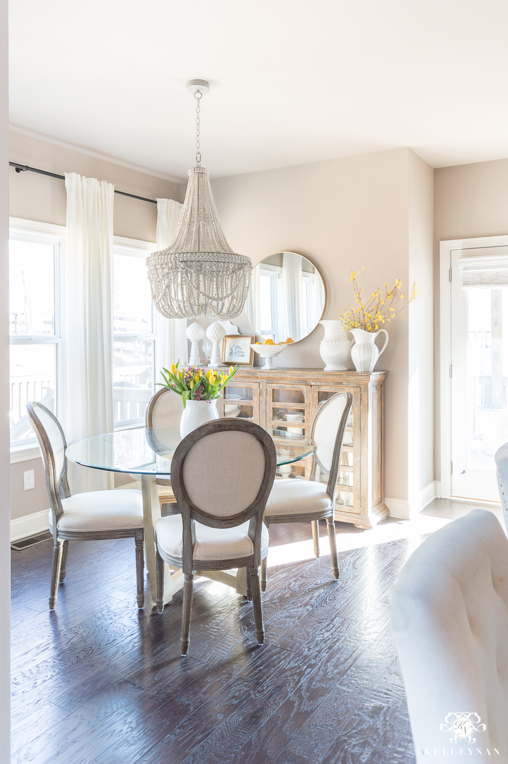 Breakfast Nook Area with Pottery Barn Francesca Beaded Chandelier