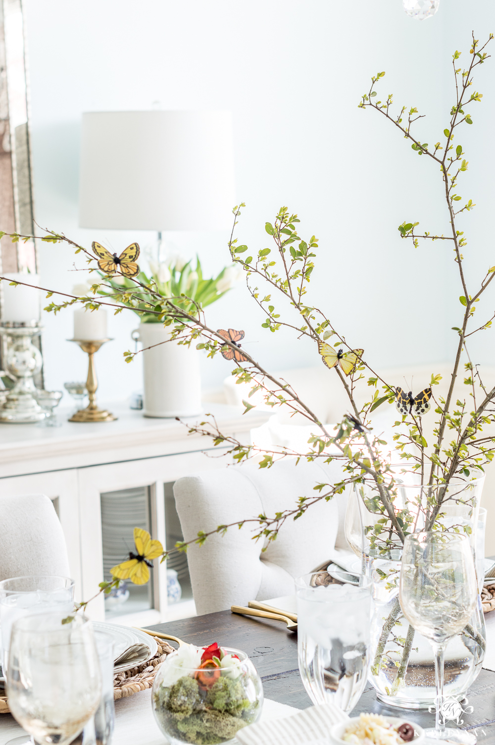 Easy Butterfly Centerpiece with Spring Branches