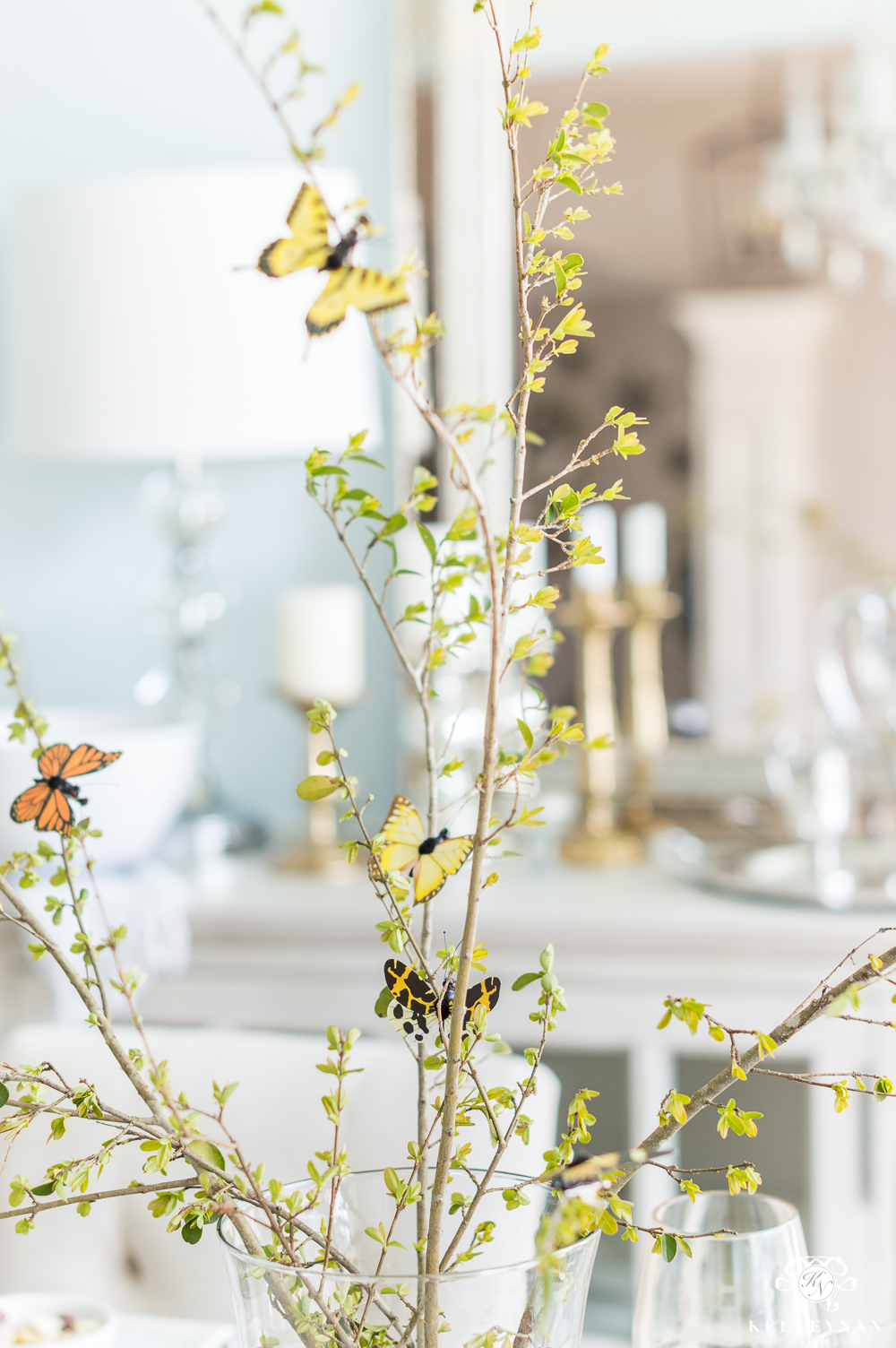 Pretty Spring Table Centerpiece with Butterfly Clips