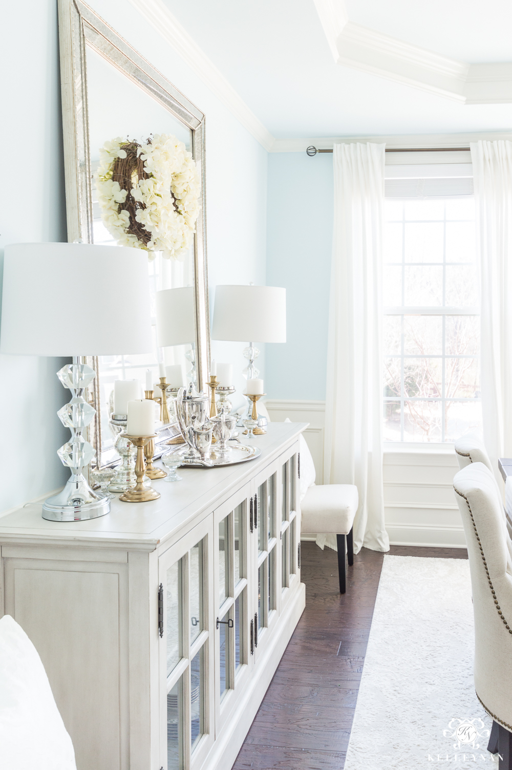 Restoration Hardware French Casement Sideboard in Blue Dining room