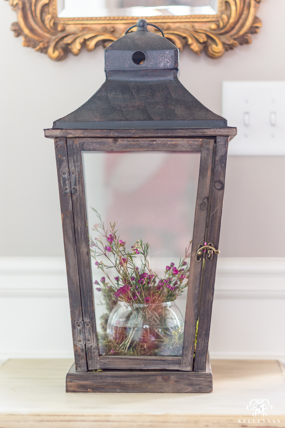 Rustic Lantern with Flowers Inside- Lantern Styling Ideas