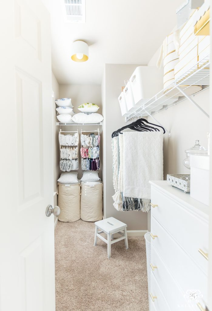 Gift Wrap Organization and Throw Pillow Storage Solutions Behind My