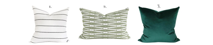Green Pillows Mixing Patterns on Bed