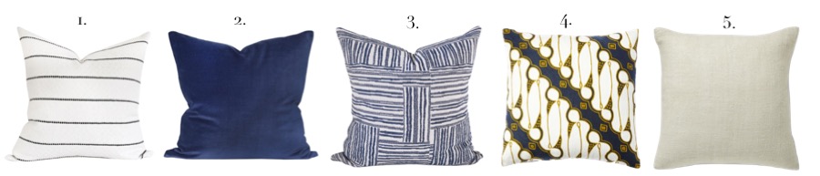 Mixing Blue and Neutral Pillow Patterns