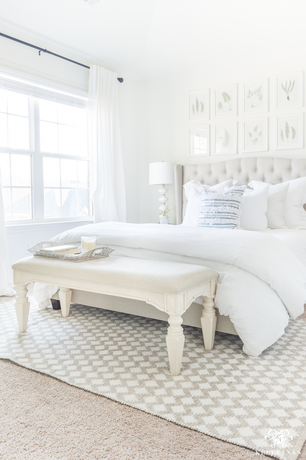 White Guest Bedroom with Gallery Wall Above Bed