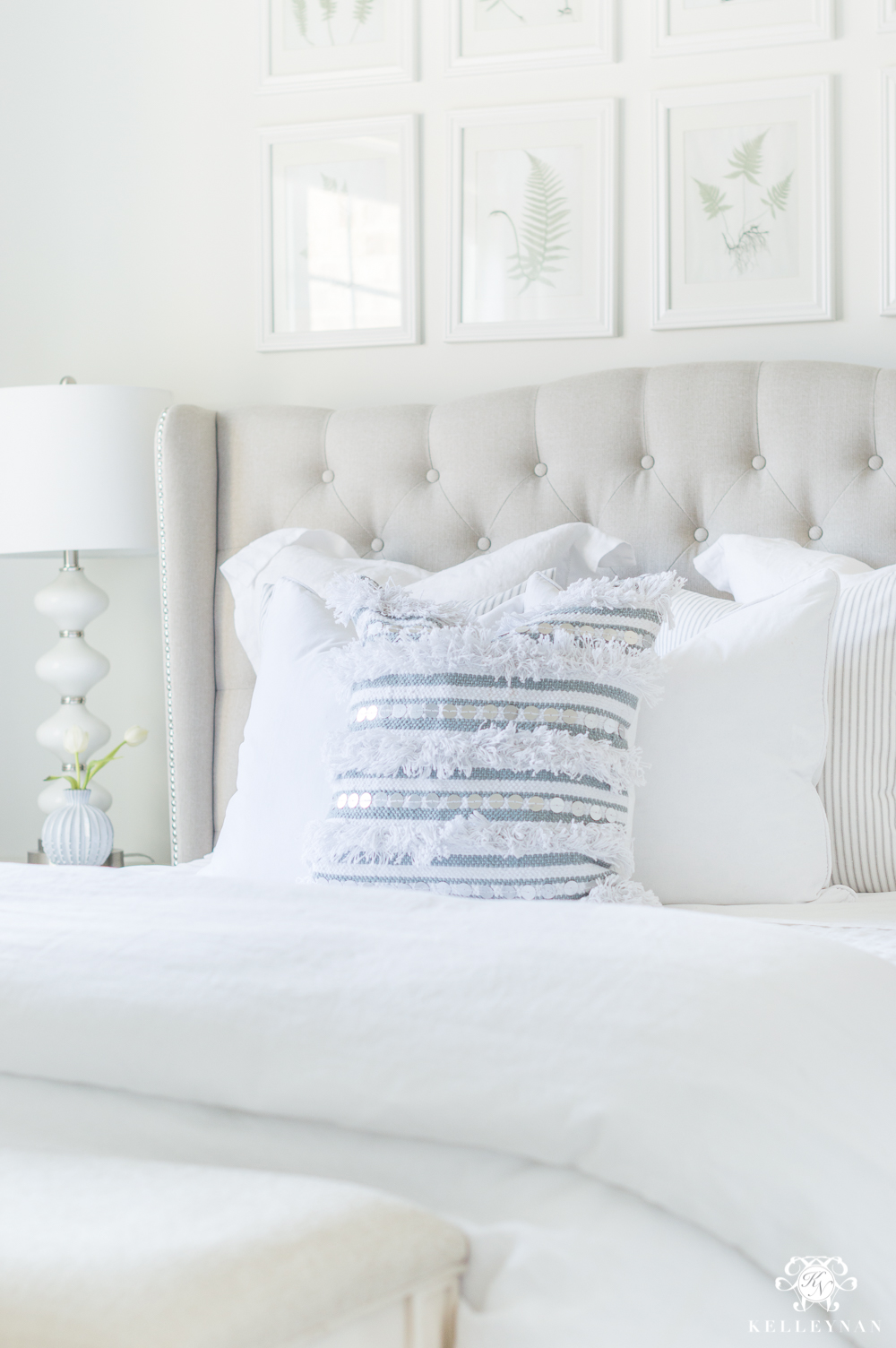 White Moroccan Wedding with Blue and White Wedding Pillow