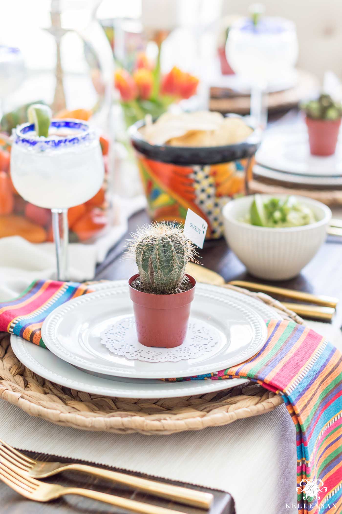 Colorful Table Decorations for Mexican Fiesta Party