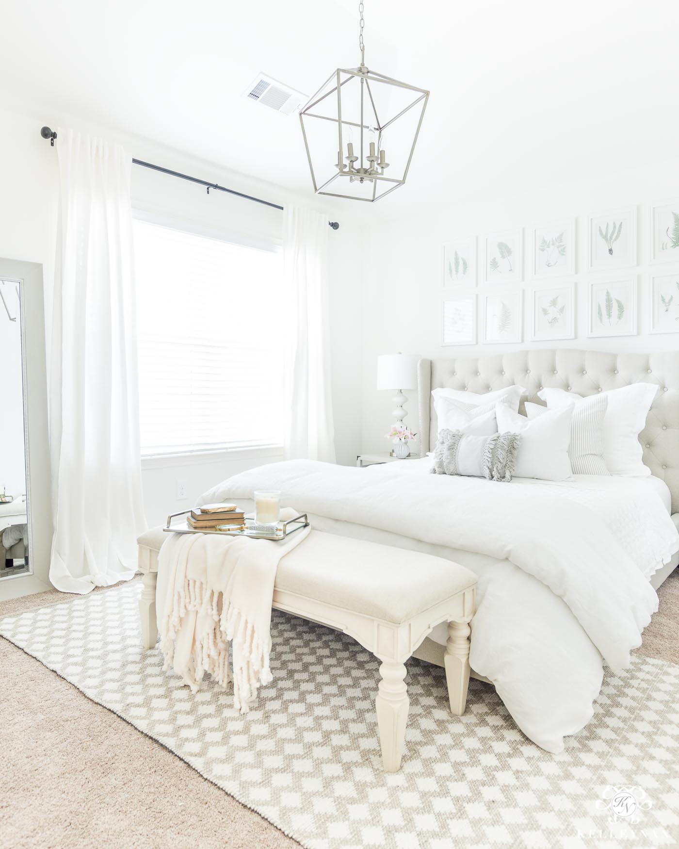 Antique Silver Leaf Lantern in Guest Bedroom