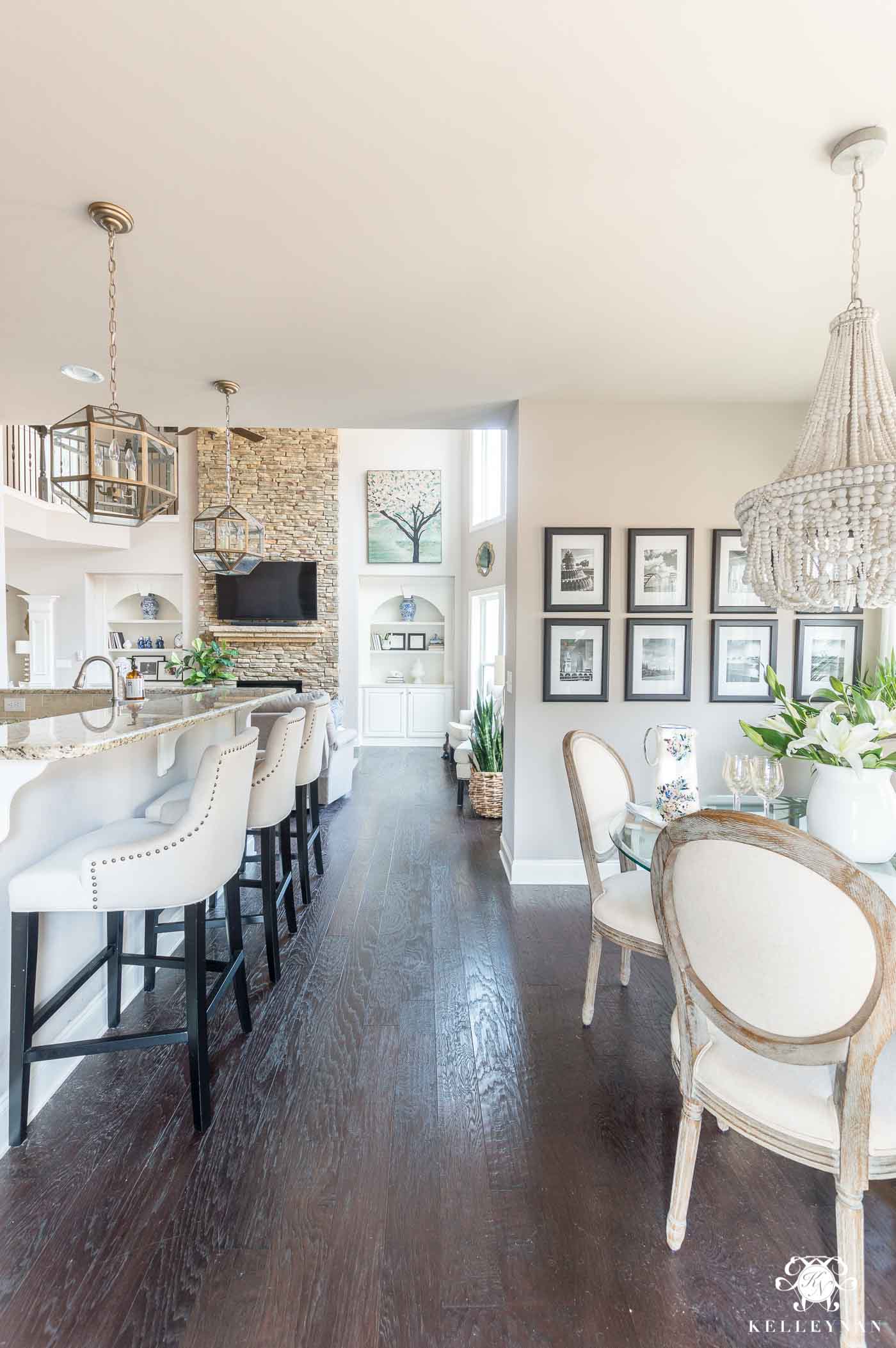 Transitional Lighting for Breakfast Nook and Kitchen with Chandelier and Pendant Lighting