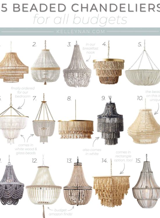 Pretty Beaded Chandeliers for Almost Every Budget! From Glass to Wood Bead Chandeliers & Statement Pendant Light Fixtures