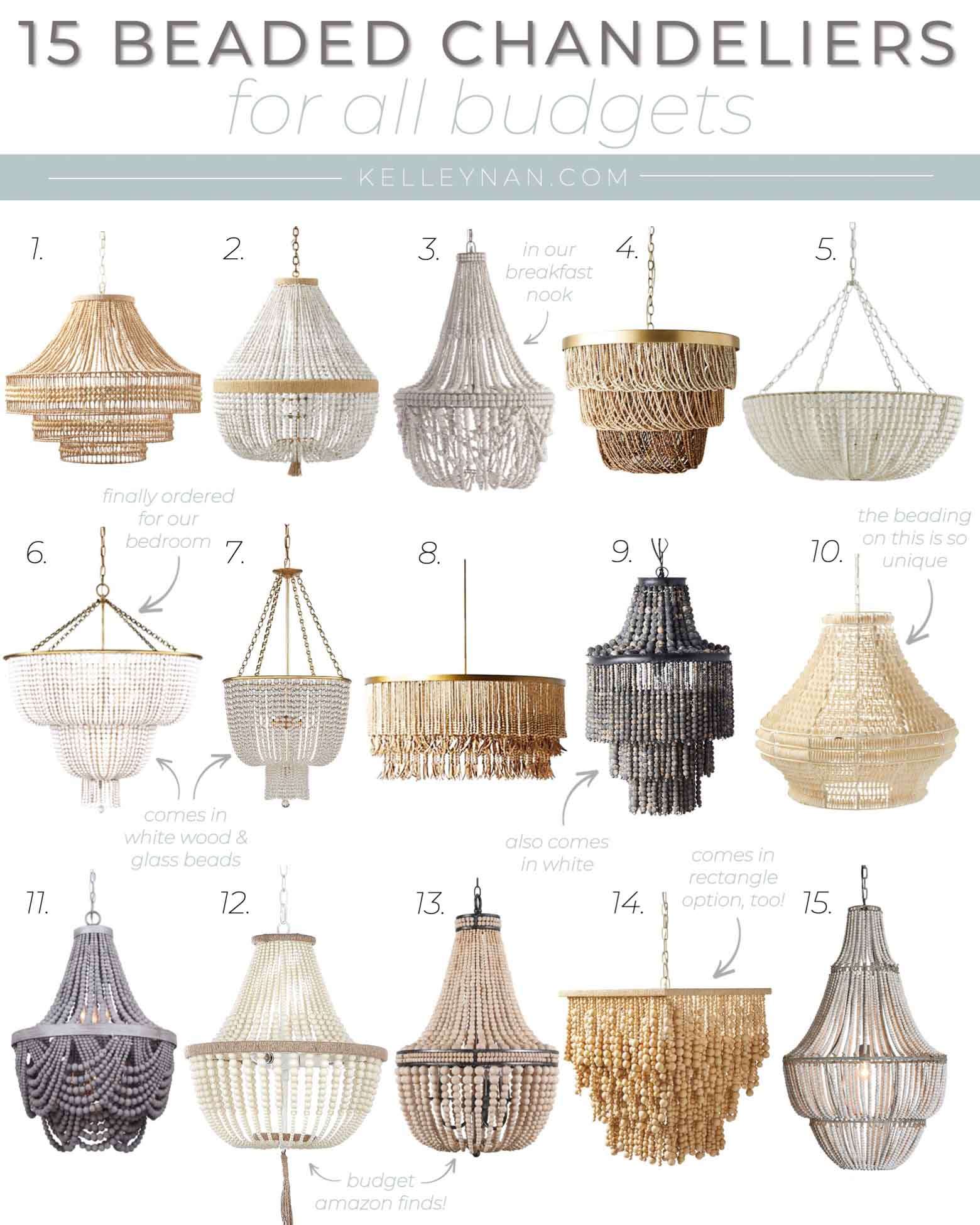 Pretty Beaded Chandeliers for Almost Every Budget! From Glass to Wood Bead Chandeliers & Statement Pendant Light Fixtures