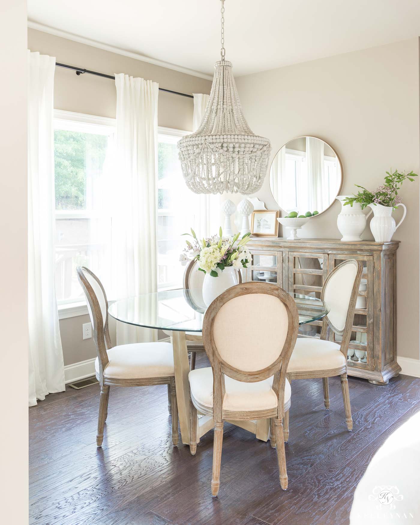 Breakfast Room Design Ideas with Wooden Beaded Chandelier