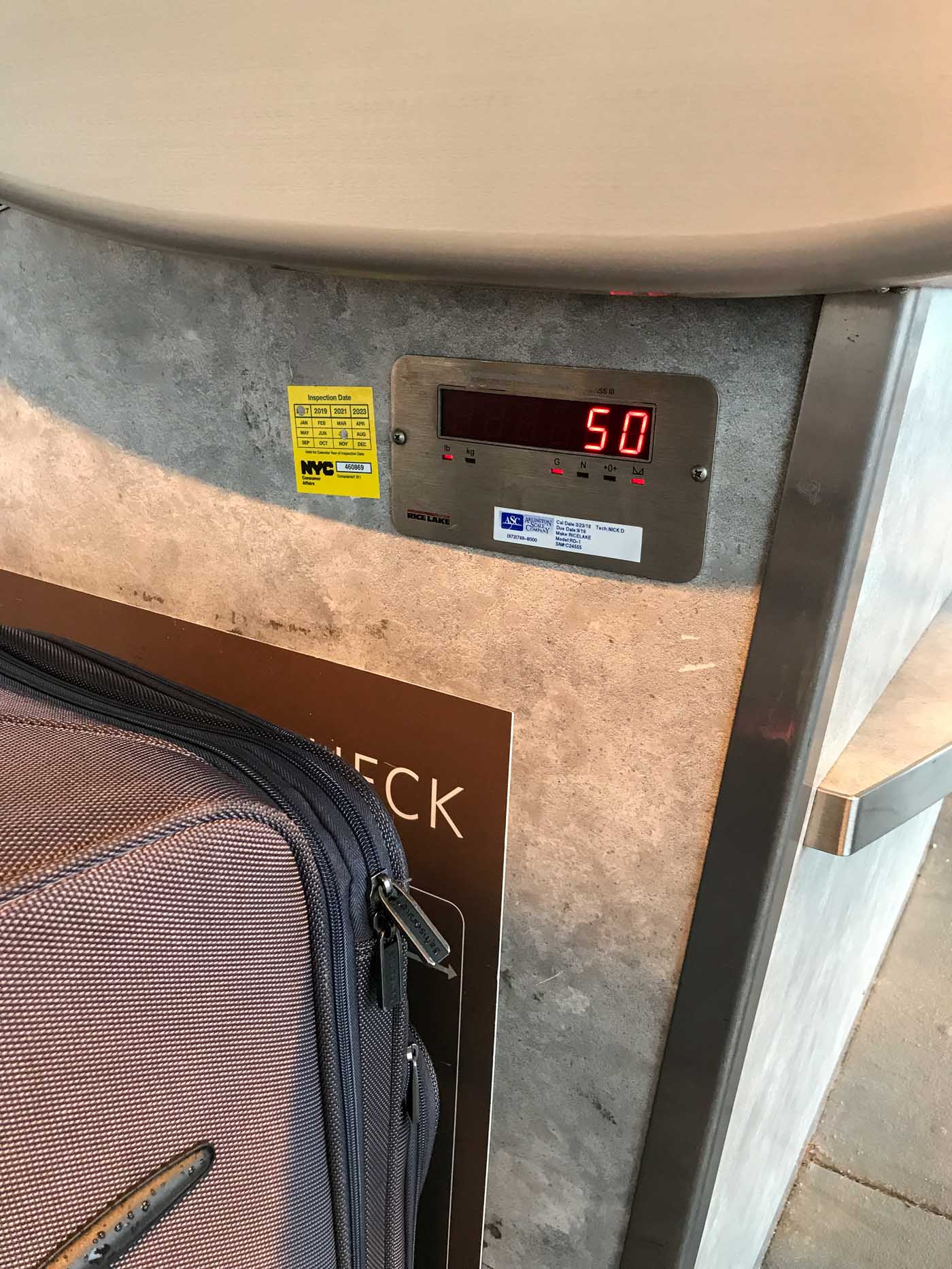 Baggage weight of 50