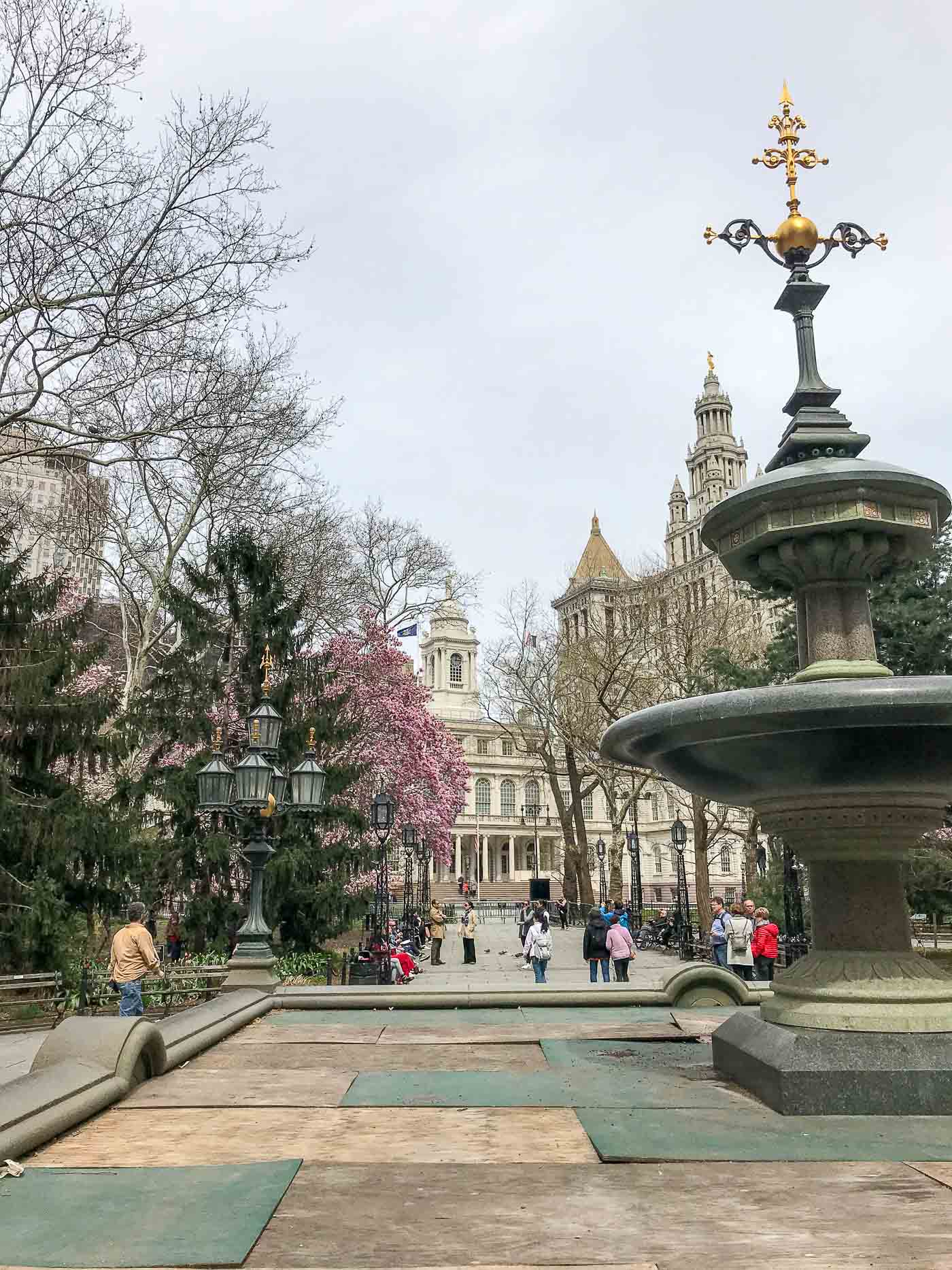 NYC City Hall with Park and Foundation